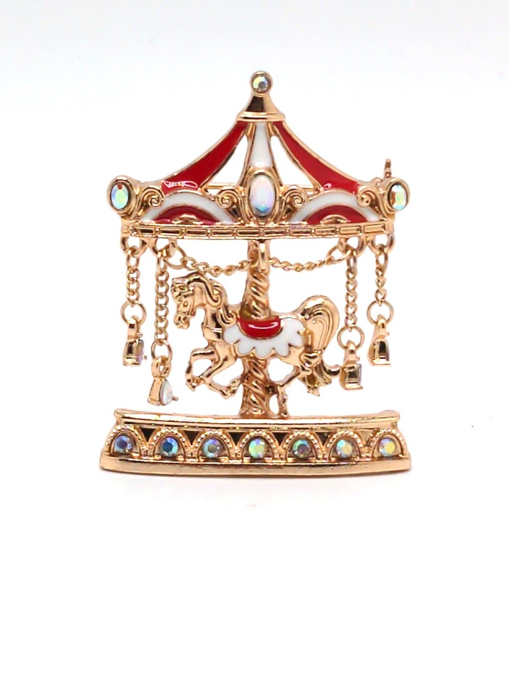 Crystal Carousel Enamel Brooch
